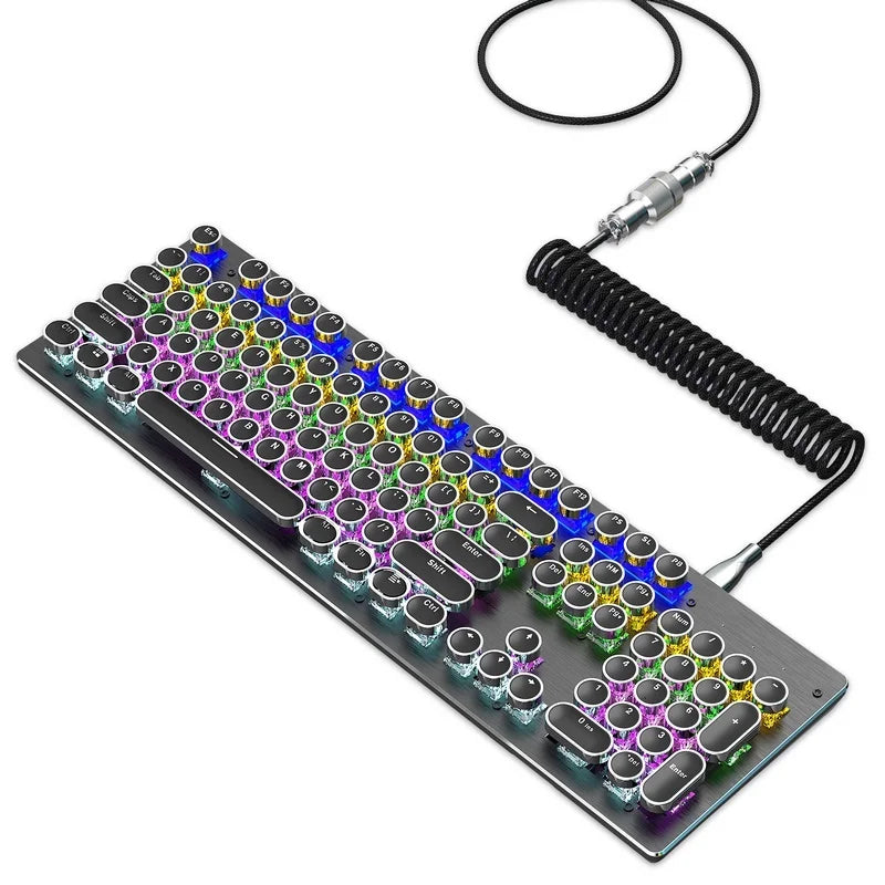 Cordsly USB to Type-C Keyboard Coiled Cable Detachable Mechanical Keyboard Coiled Cable with Metal Aviation Connector Nylon Black