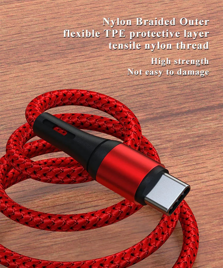 Cordsly 1m (3.3ft) USB-A to USB-C Charging Cable | Fast Charging 2A | Durable Nylon Braided USB-C Cable