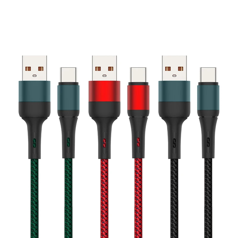 Cordsly 1m (3.3ft) USB-A to USB-C Charging Cable | Fast Charging 2A | Durable Nylon Braided USB-C Cable